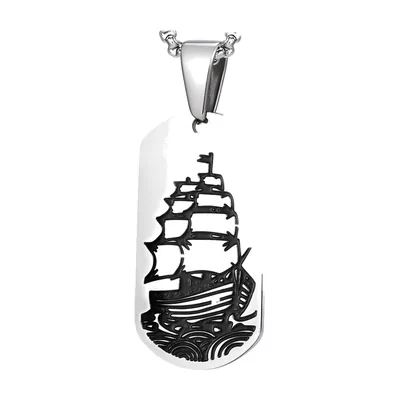 Colgante Dog Tag de Velero con Cadena, Acero Inoxidable