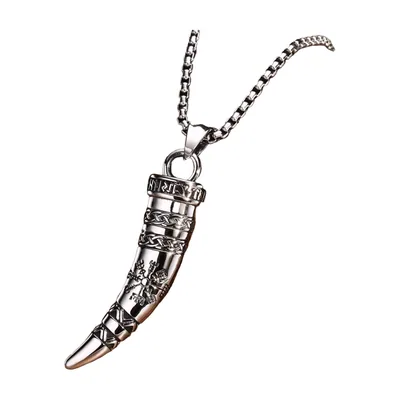 Pendentif Corne Viking aux Noeuds Celtiques, Acier Inoxydable