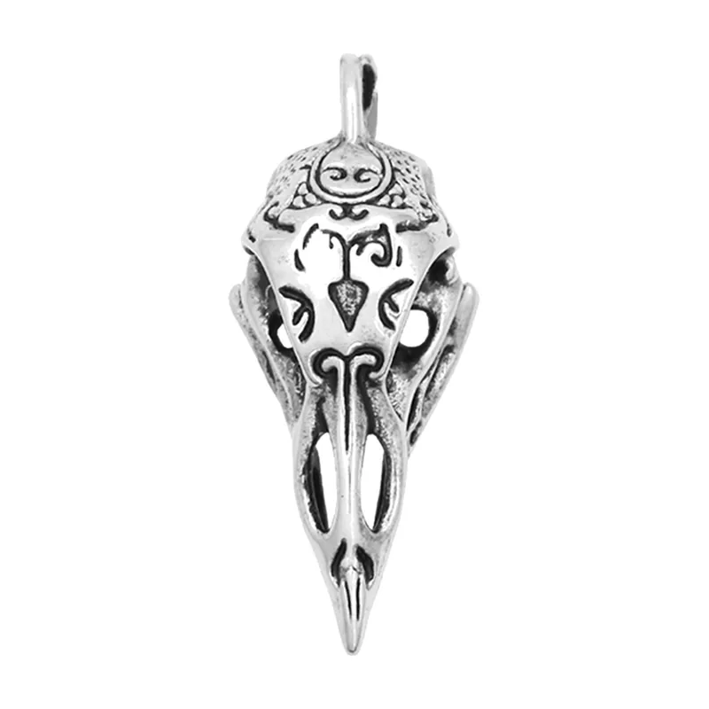 Collier Pendentif Crâne de Corbeau, Acier Inoxydable 316L