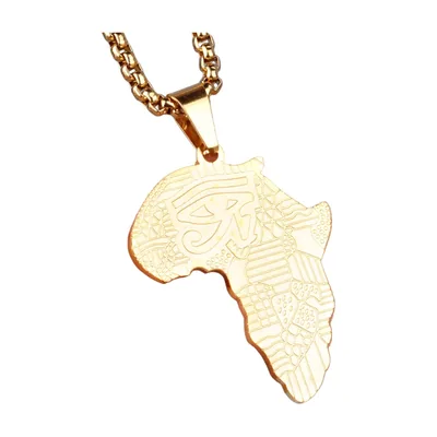 Pendentif Carte d'Afrique avec Chaîne, Acier Inoxydable