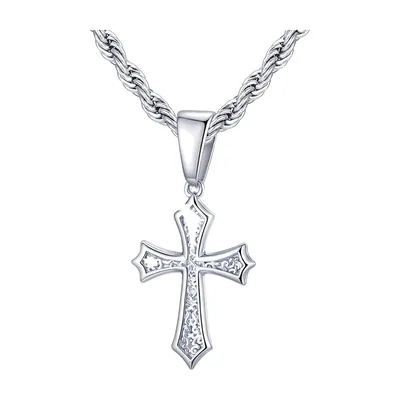 Collier Pendentif Croix avec Zirconia, Acier Inoxydable