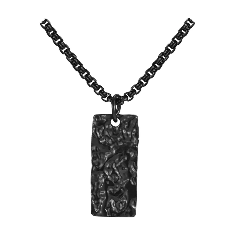 Rectangular Geometric Pendant Necklace, 316L Stainless Steel