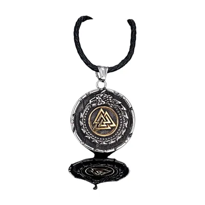 Pendente Triangolo Valknut con Drago Ouroboros, Acciaio Inossidabile