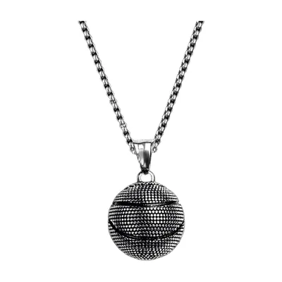Collana con Pendente Pallone da Basket e Catena, Acciaio Inossidabile