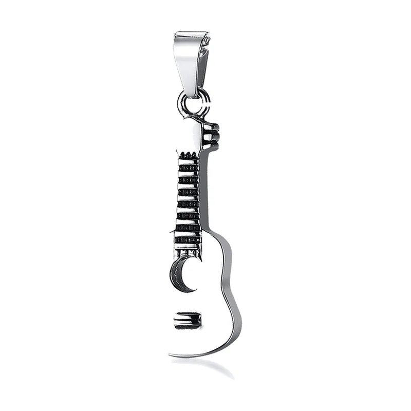 Collana con Pendente a Chitarra e Catena, Acciaio Inossidabile