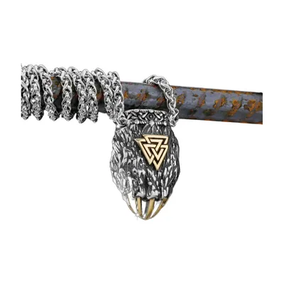 Valknut Symbol Anhänger mit Tauekette, Edelstahl