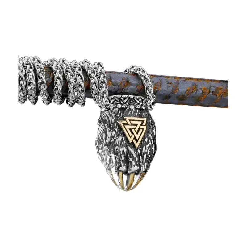 Valknut Symbol Anhänger mit Tauekette, Edelstahl