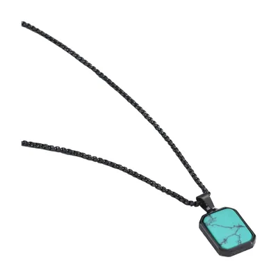 Colgante Dog Tag Geométrico con Piedra Turquesa, Acero Inoxidable
