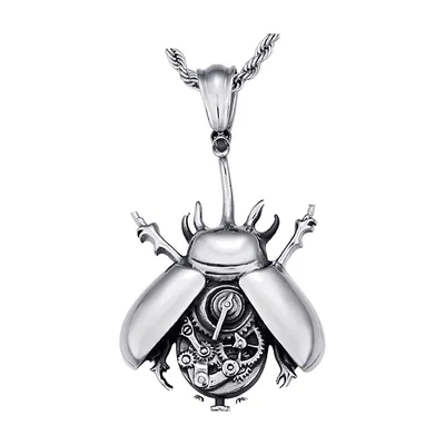 Mechanischer Käfer Anhänger mit Kordelkette, Edelstahl