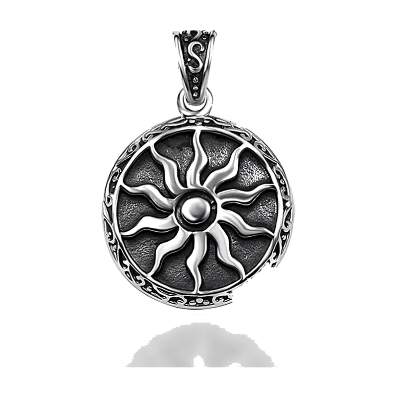 Apollo Sonnen-Medaillon Anhänger mit Kette, Edelstahl