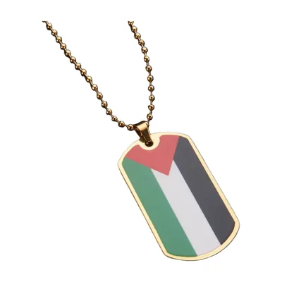 Colgante Mapa de Palestina con Cadena de Bolas, Acero Inoxidable 316L