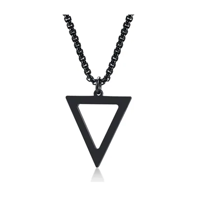 Collier avec Pendentif Triangle et Chaîne Gourmette, Acier Inoxydable Noir