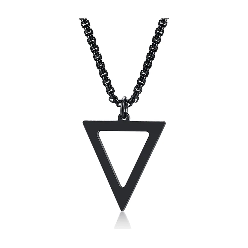 Colgante de Triángulo con Cadena Curb, Acero Inoxidable Negro