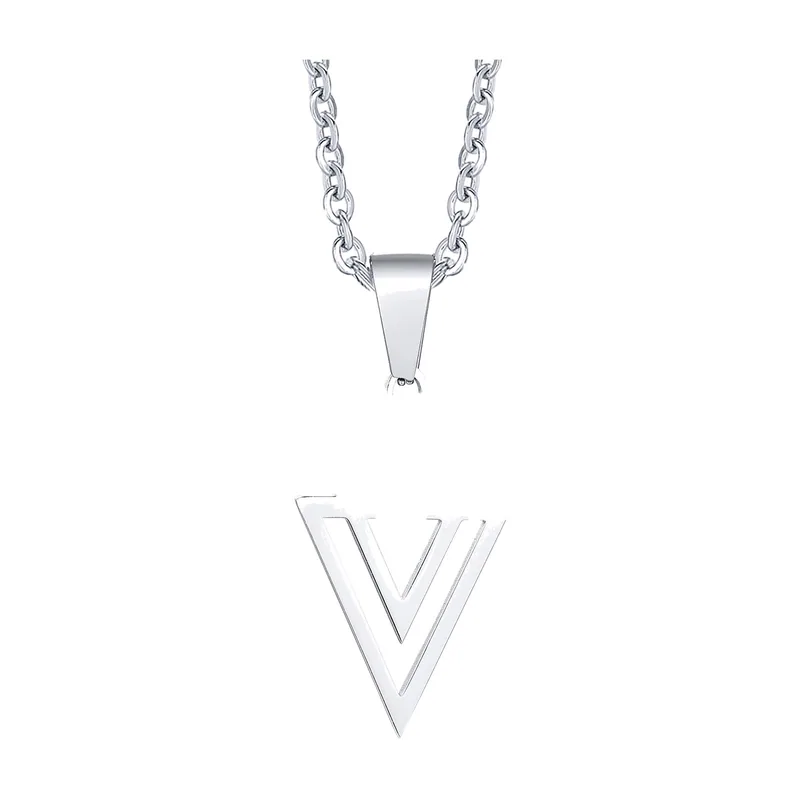 Collier Pendentif Triangle Géométrique, Acier Inoxydable 316L