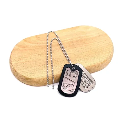 Double Dog Tag Pendant Necklace with Ball Chain, Stainless Steel