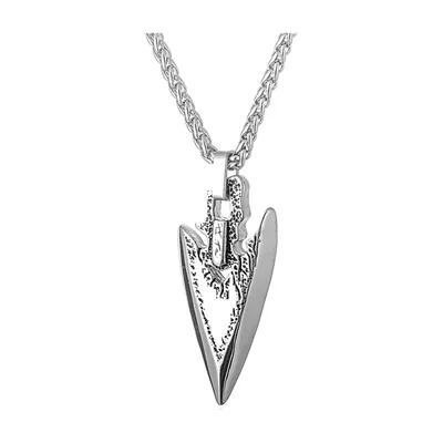 Pendentif Pointe de Flèche Viking avec Chaîne Maille Épi, Acier Inoxydable