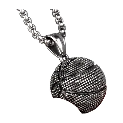 Collana con Pendente Basketball, Acciaio Inossidabile 316L