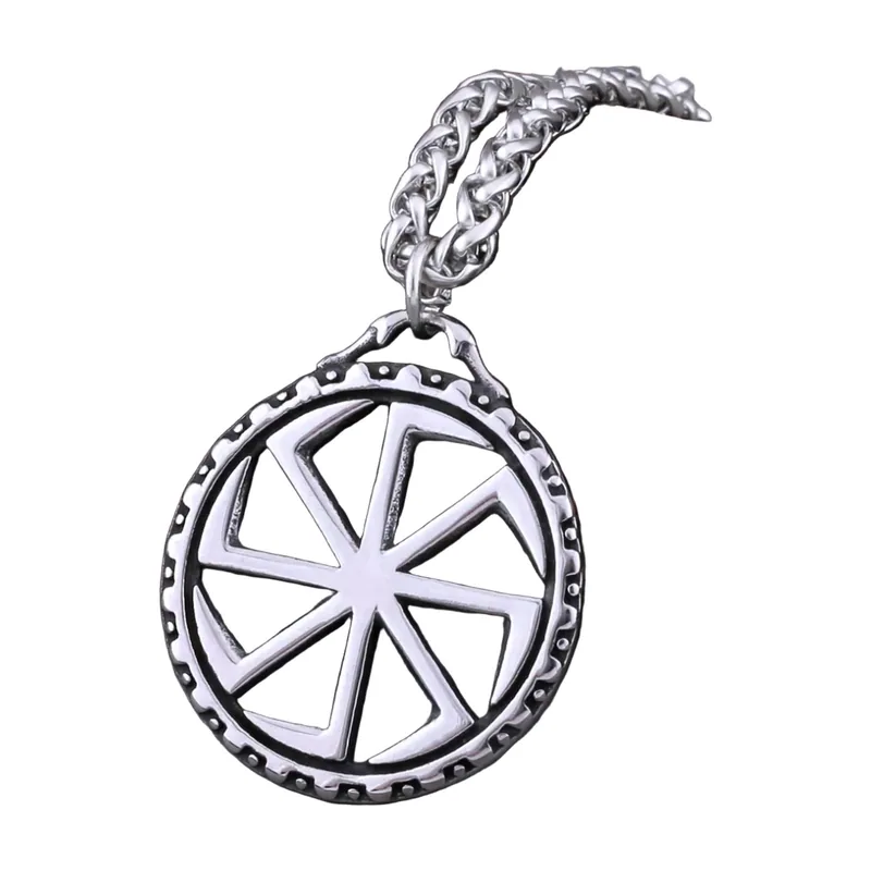 Wikinger Sonnen-Symbol Anhänger mit Panzerkette, Edelstahl