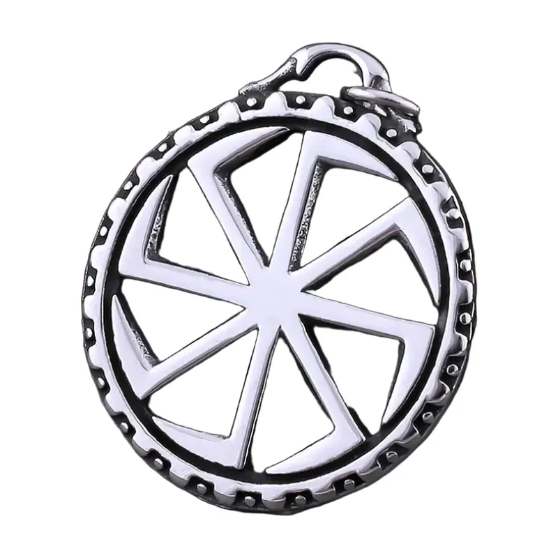 Wikinger Sonnen-Symbol Anhänger mit Panzerkette, Edelstahl
