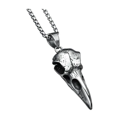 Colgante de Calavera de Cuervo con Cadena, Acero Inoxidable