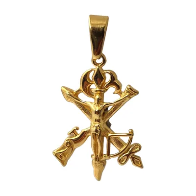 Jesus Kreuz Anhänger mit Panzerkette, Edelstahl