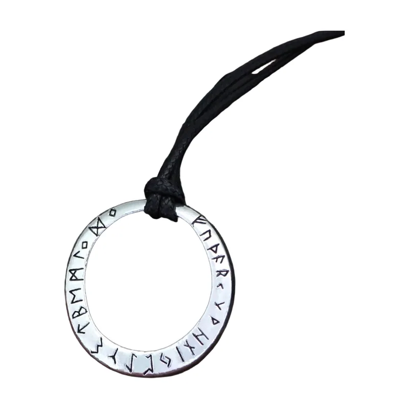 Nordic Rune Circle Pendant Necklace, Stainless Steel