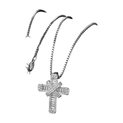 Colgante de Cruz con Circonitas, Acero Inoxidable