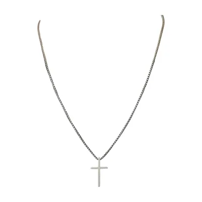 Colgante de Cruz con Cadena Curb, Acero Inoxidable