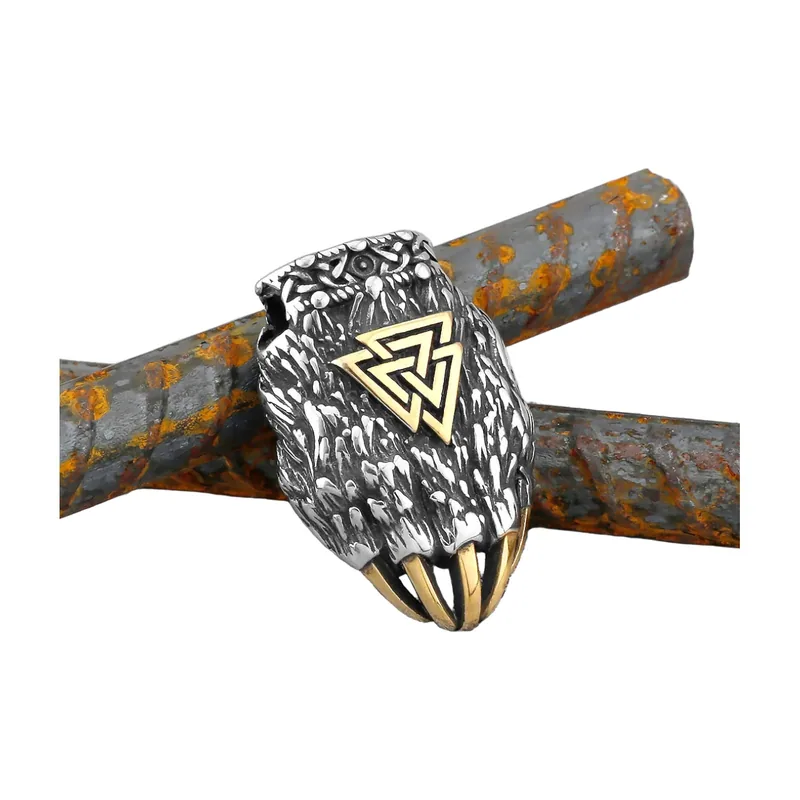 Bärenkralle Anhänger mit Valknut-Symbol, Edelstahl