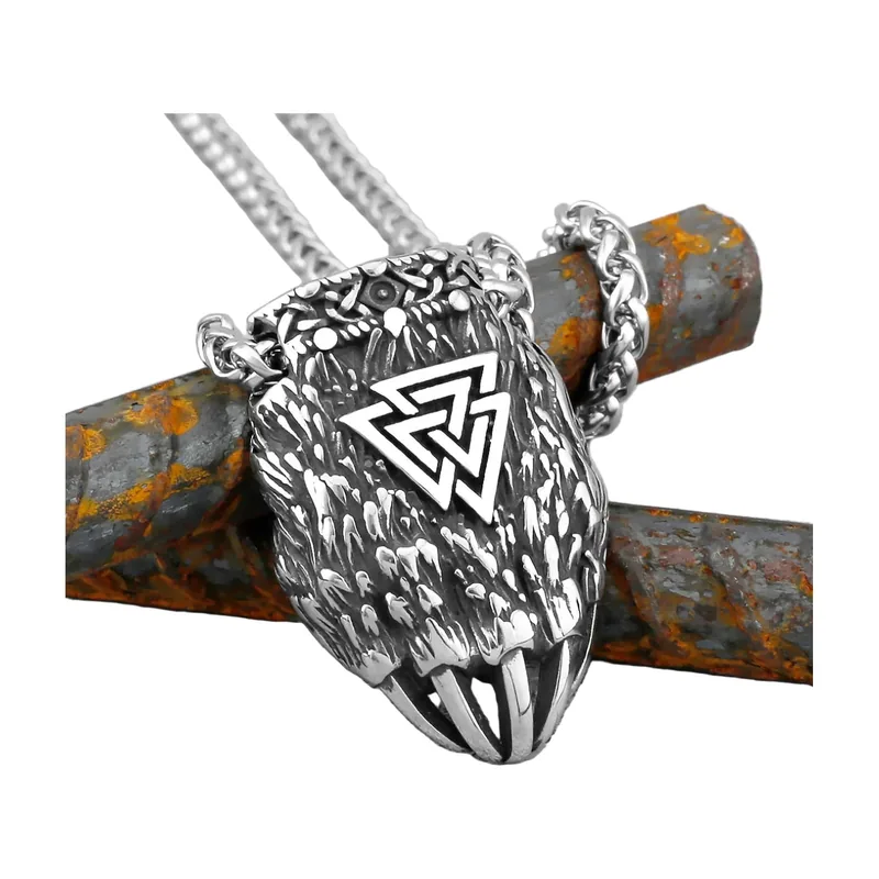 Bärenkrallen-Anhänger mit Valknut-Symbol, Edelstahl