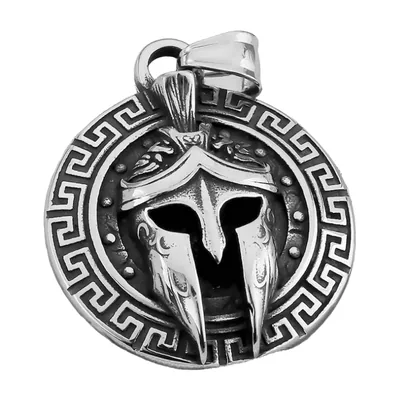 Sparta Helm Anhänger mit Griechischem Mäander, Edelstahl