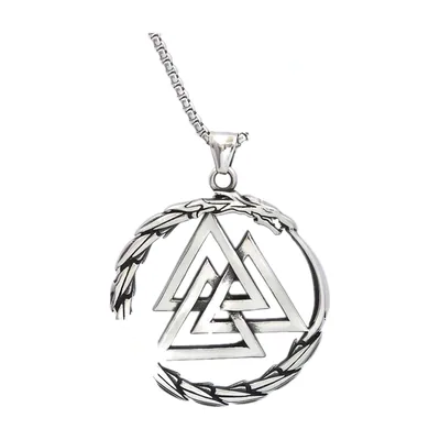 Valknut Symbol Anhänger mit Kette, 316L Edelstahl