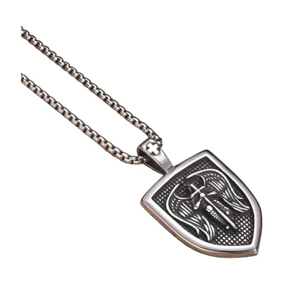 Colgante de San Miguel Arcángel con cadena, Acero Inoxidable