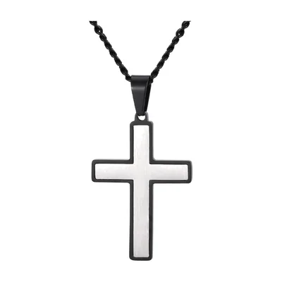 Collana con Pendente a Croce e Catena Rope, Acciaio Inossidabile