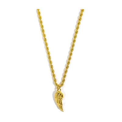 Feather Wing Pendant with Rope Chain, Stainless Steel