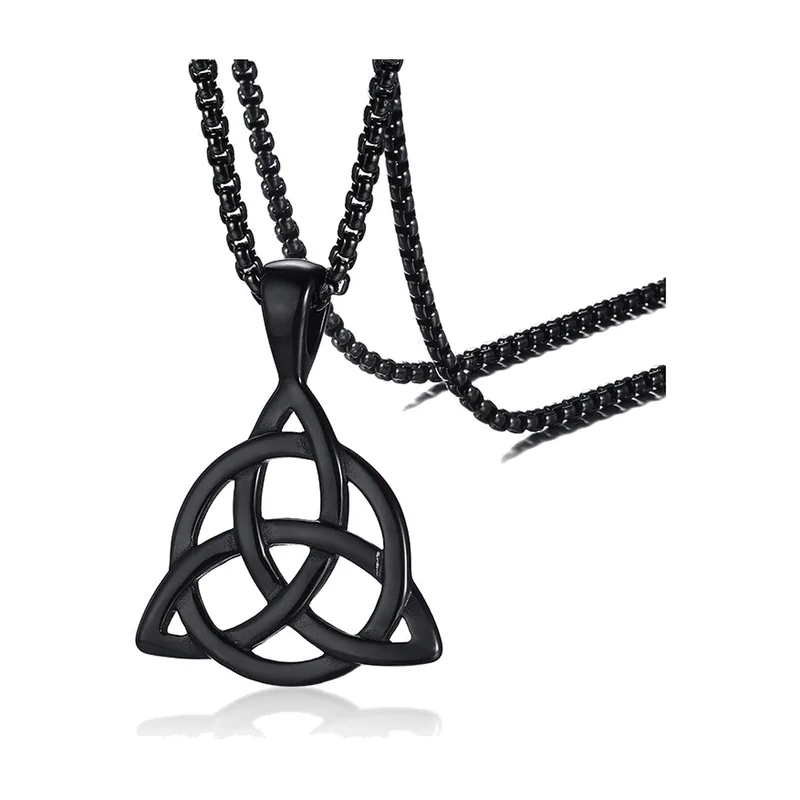 Triquetra Knoten Anhänger mit Kugelkette, Edelstahl