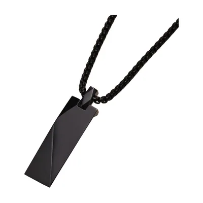 Colgante Rectangular Geométrico con Cadena de Bolas, Acero Inoxidable