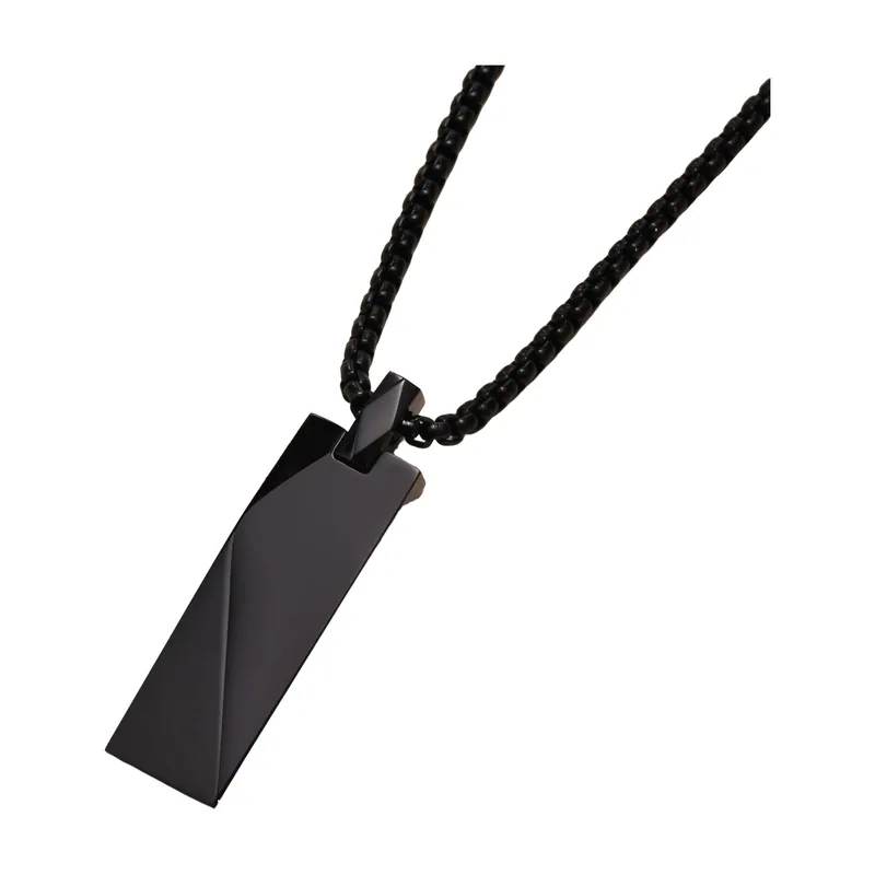 Colgante Rectangular Geométrico con Cadena de Bolas, Acero Inoxidable