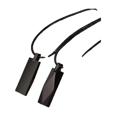 Geometric Rectangular Pendant Necklace, Stainless Steel