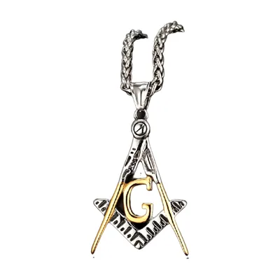 Colgante Masónico de Escuadra y Compás con Cadena, Acero Inoxidable