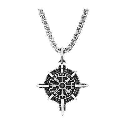 Vegvisir Viking Compass Pendant Necklace, 316L Stainless Steel