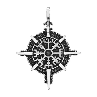 Vegvisir Norse Compass Pendant with Matching Chain, Stainless Steel