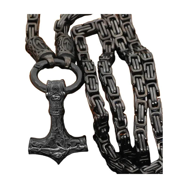 Pendentif Mjölnir Marteau de Thor avec Chaîne, Acier Inoxydable