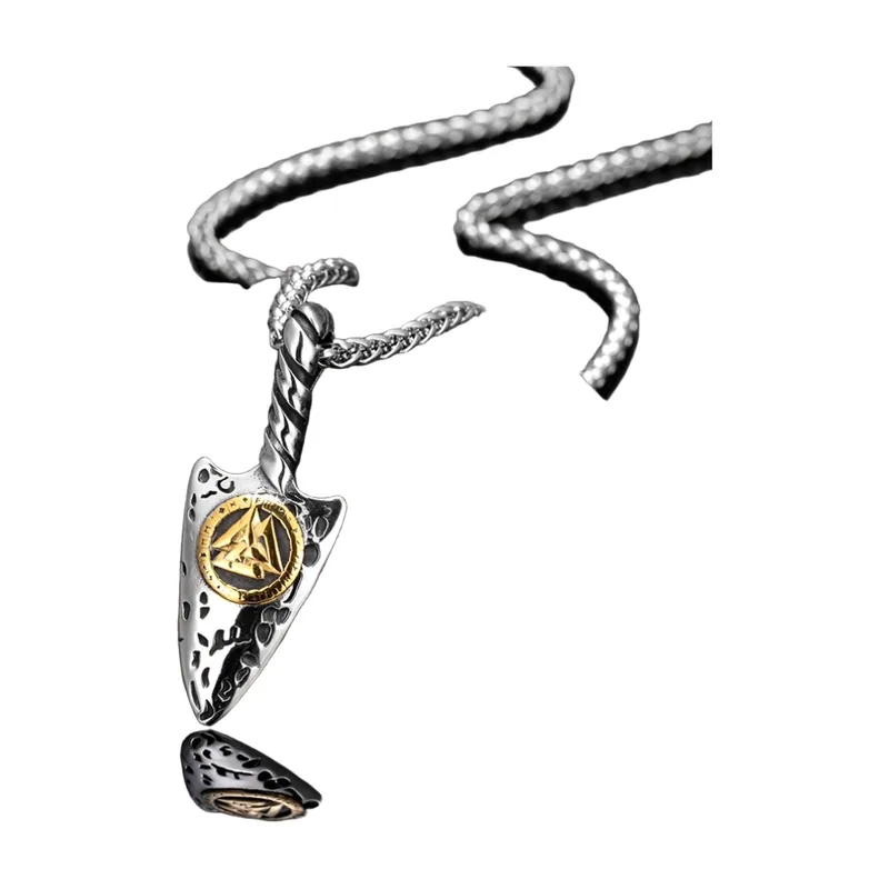 Ciondolo Bussola Nordica Vegvisir con Catena Rune, Acciaio Inossidabile