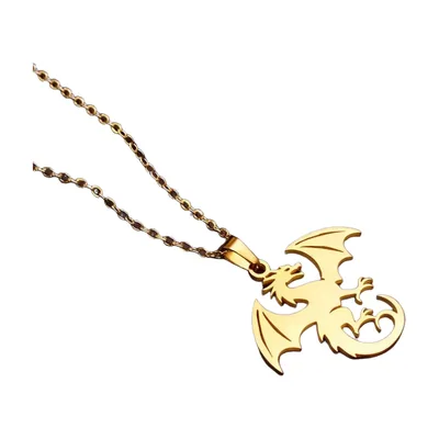 Drachen-Anhänger mit Kabelkette, Edelstahl