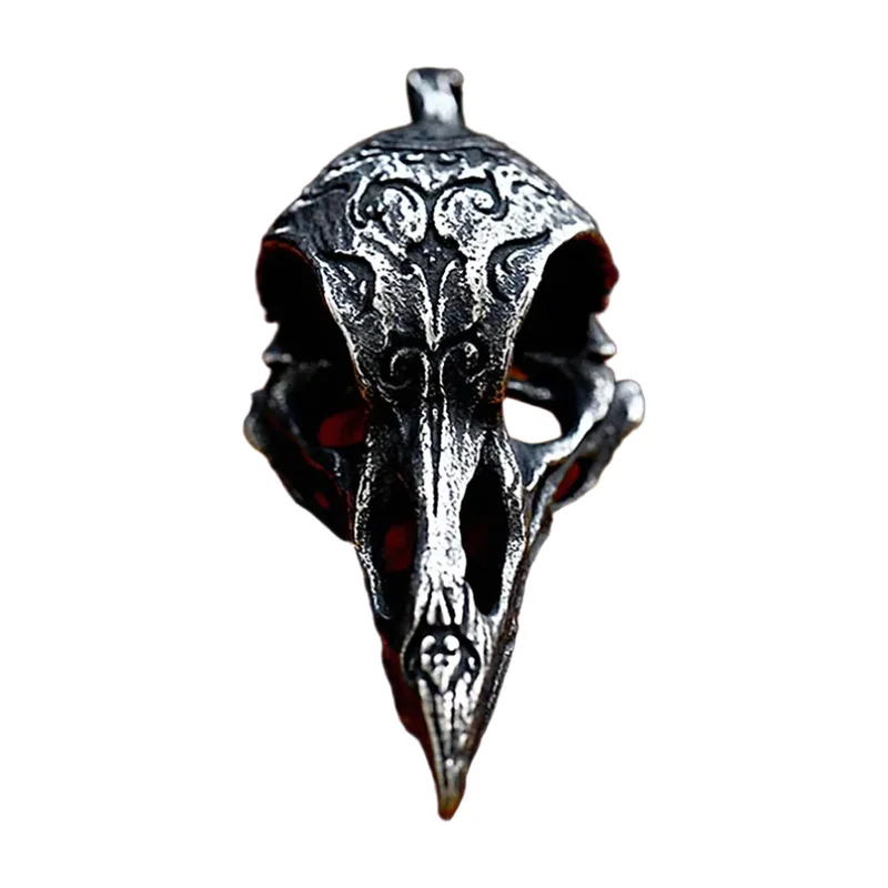 Collier avec Pendentif Crâne de Corbeau, Acier Inoxydable 316L