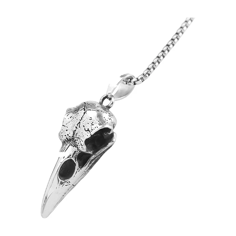 Colgante de Calavera de Cuervo con Cadena, Acero Inoxidable