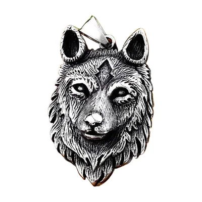 Wolfskopf-Anhänger mit keltischem Symbol, 316L Edelstahl