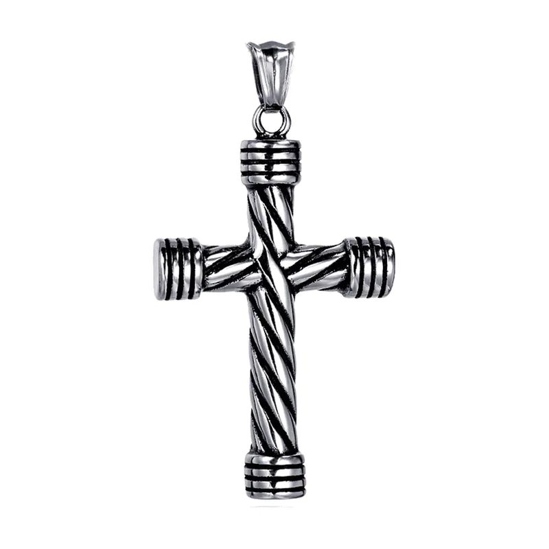 Collier Pendentif Croix Torsadée, Acier Inoxydable 316L
