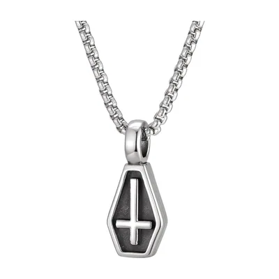 Umgekehrtes Kreuz Sarg-Anhänger mit Boxkette, Edelstahl